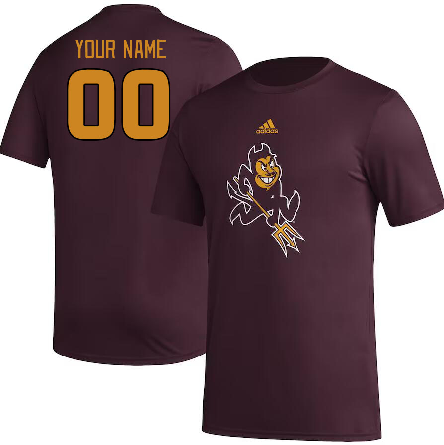 Custom Arizona State Sun Devils Name And Number Tshirt-Maroon - Click Image to Close